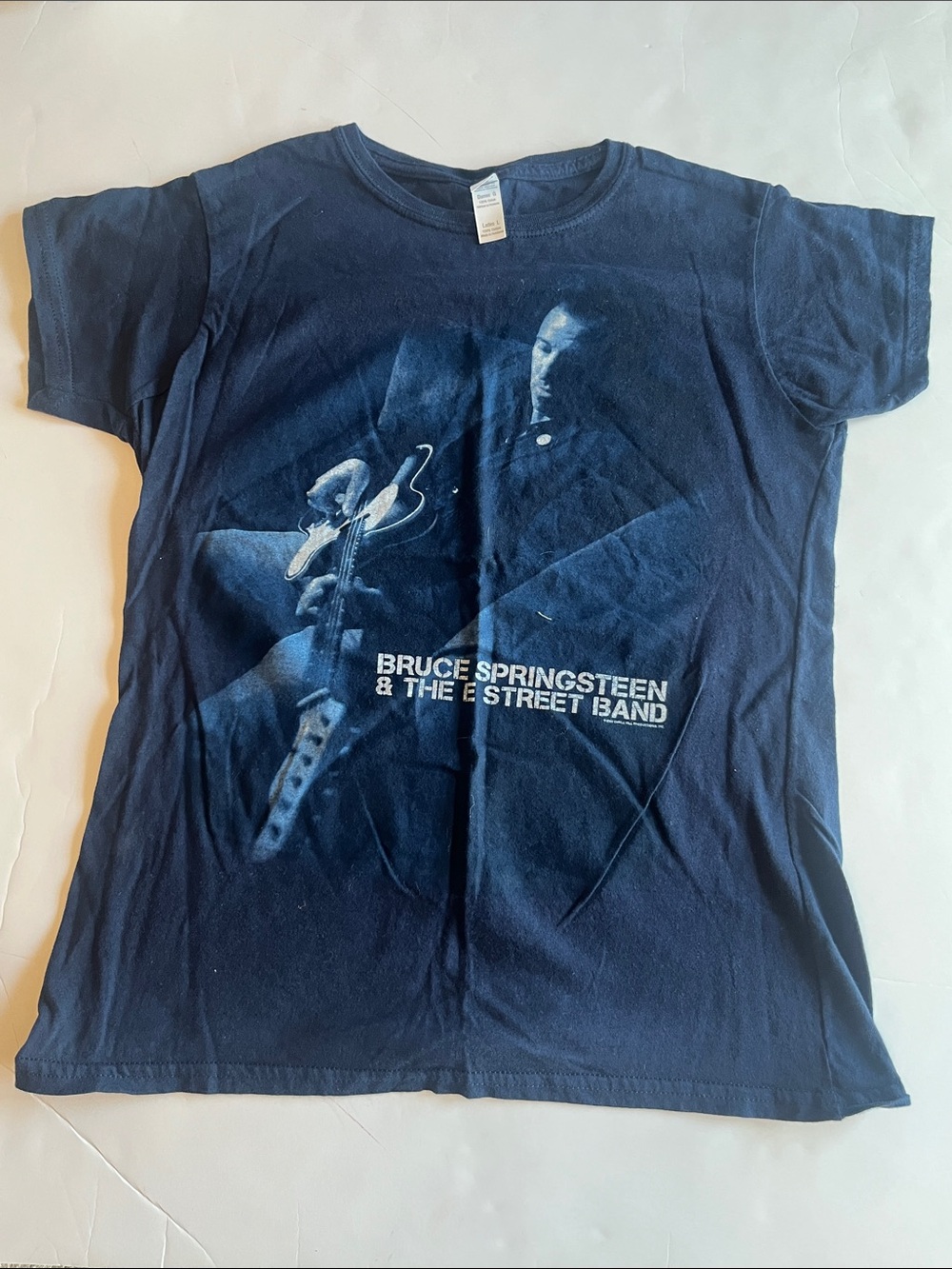 Gildan Navy Bruce Springsteen & The E Street Band Short Sleeve Tee ladies large